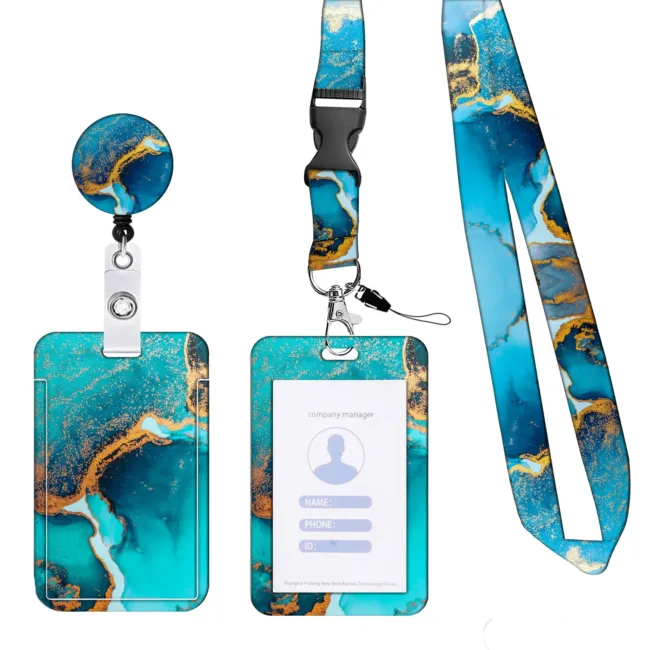 Pashouder Set Marble Blue Gold 4-delig