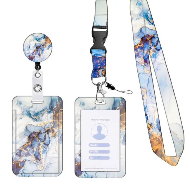 Pashouder Set Marble Light Blue Gold 4-delig