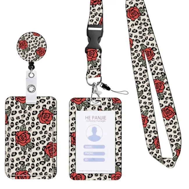 Pashouder Set Rozen Luipaardprint