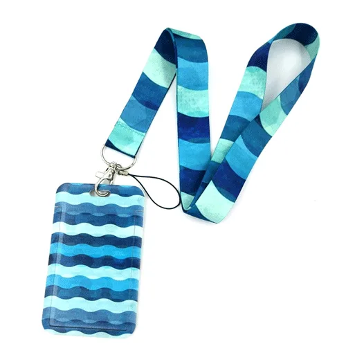 Keycord met Pashouder Golven Blauw