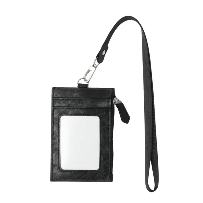 keycord met pashouder zwart