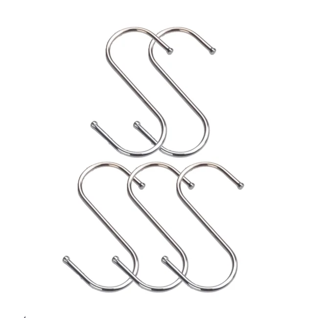 set 5 s-haken RVS S