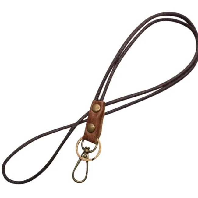 Keycord Bruin Leer Ring + Haak