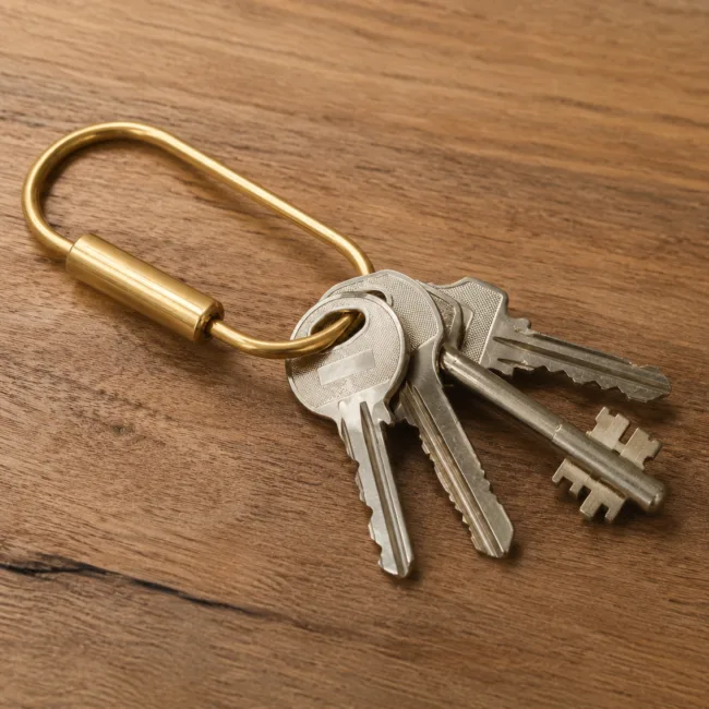 sleutelhanger messing ronde draaisluiting