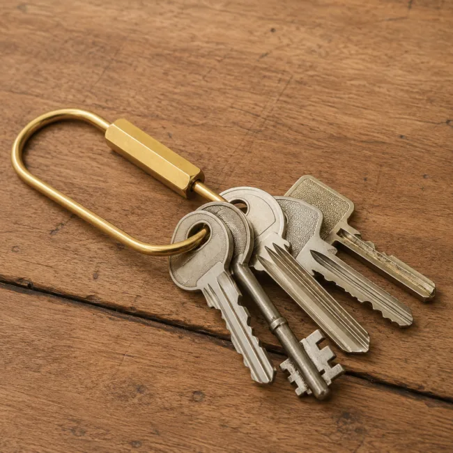 sleutelhanger messing zeshoekige draaisluiting