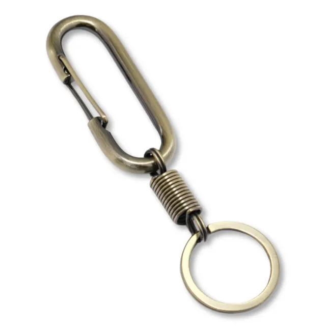 Vintage Sleutelhanger Karabijnhaak Mat Goud L