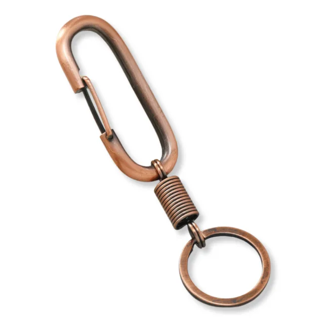 Vintage Sleutelhanger Karabijnhaak Mat Koper L