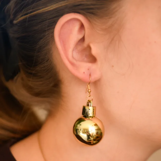 oorbellen kerstbal champagne