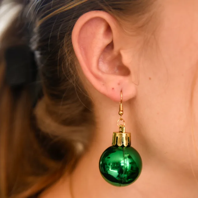 oorbellen kerstbal groen