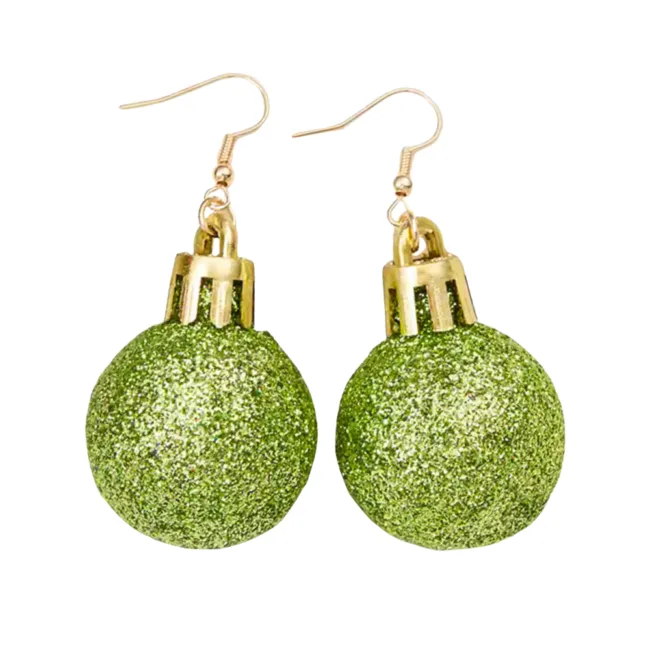 oorbellen kerstbal groen glitter