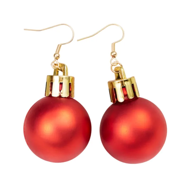 oorbellen kerstbal rood