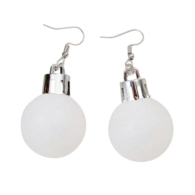 oorbellen kerstbal wit-glitter