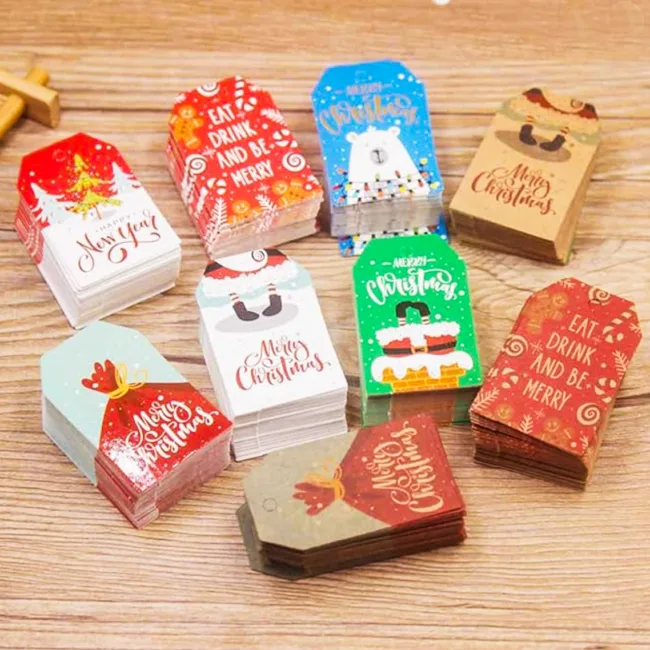 set 100 labels kerstman groen