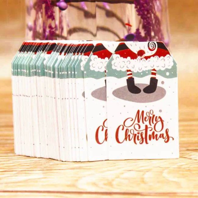 set 100 labels kerstman wit