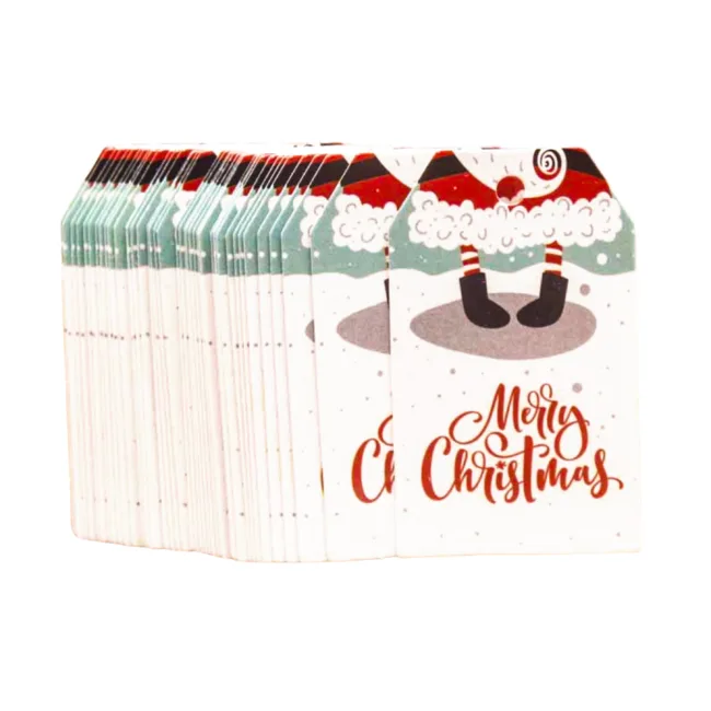 set 100 labels kerstman wit