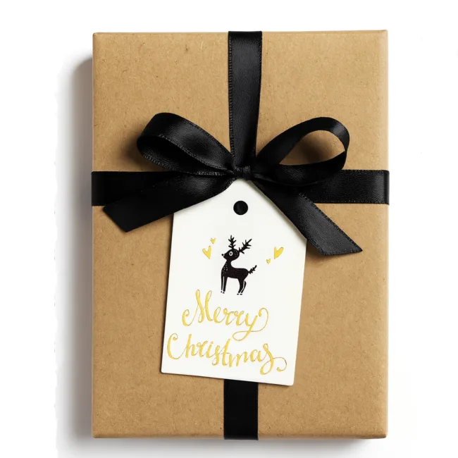 set 100 labels kerst wit hertje