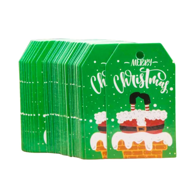 set 100 labels kerstman groen