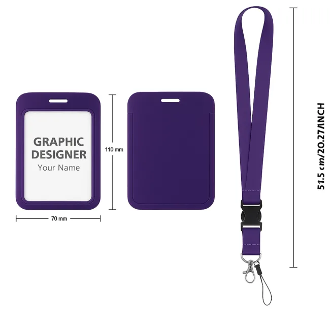 keycord met pashouder paars