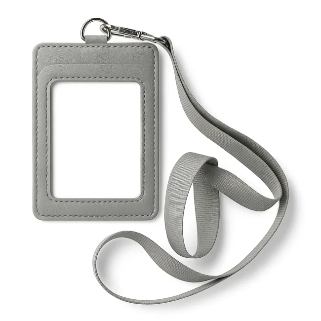 keycord met pashouder grijs vegan leer
