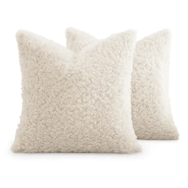 set 2 kussenhoezen faux fur wit