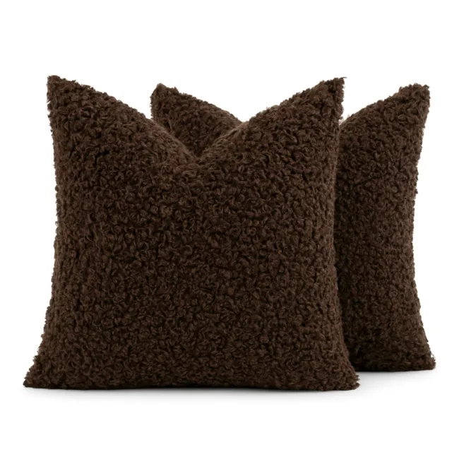 set 2 kussenhoezen faux fur donkerbruin