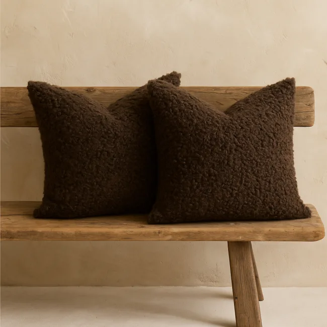 set 2 kussenhoezen faux fur donkerbruin