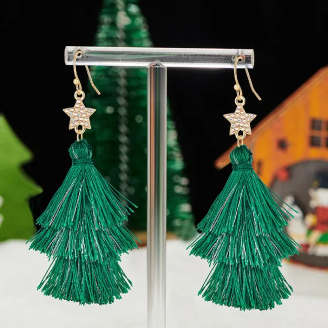 groene kerstboom oorbellen met ster