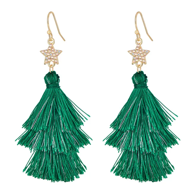 groene kerstboom oorbellen met ster