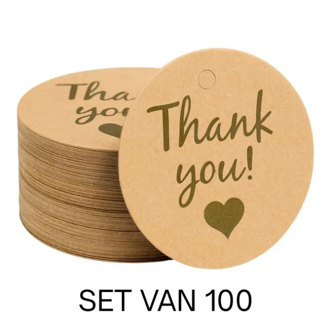set 100 labels bruin rond thank you
