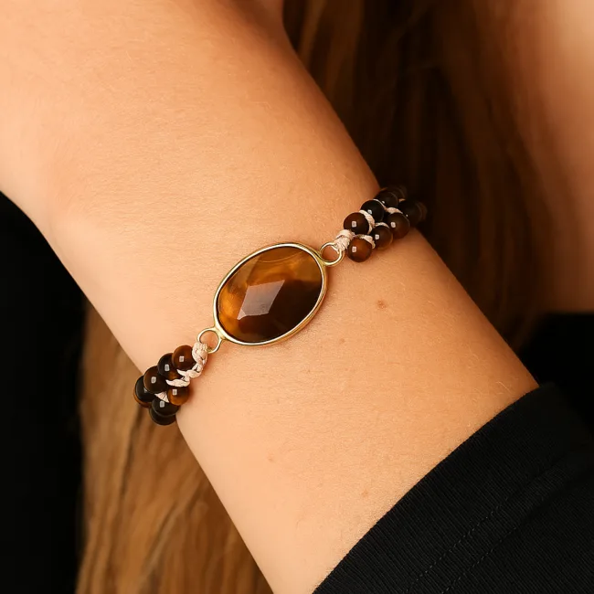 armband tijgeroog bruin