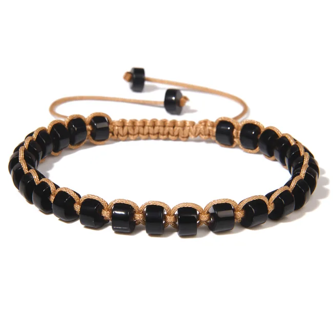 heren armband onyx vegan waxcord