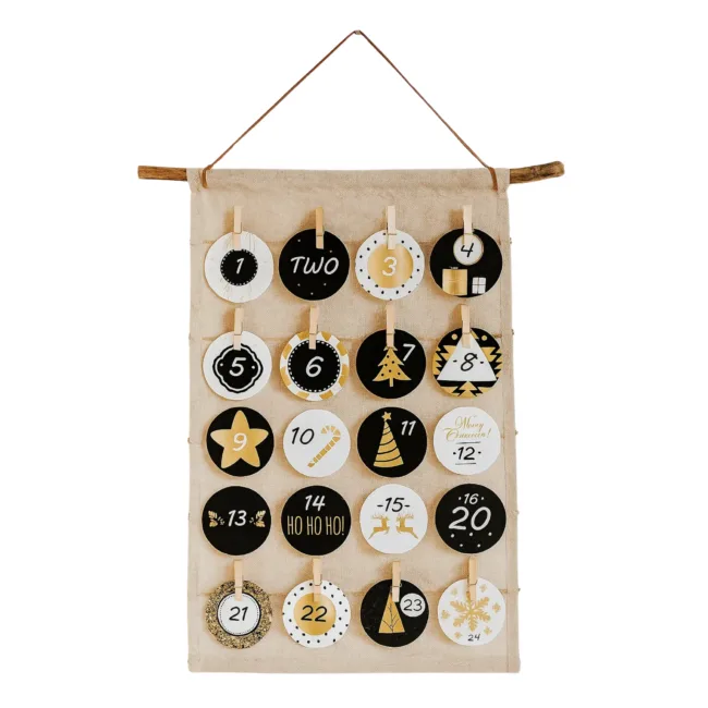 24 advent stickers zwart goud