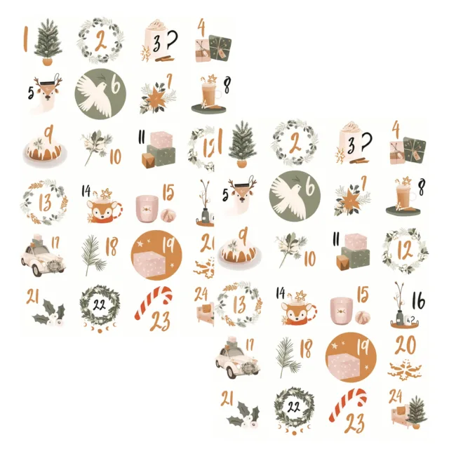set 2 vellen advent stickers bruin dieren