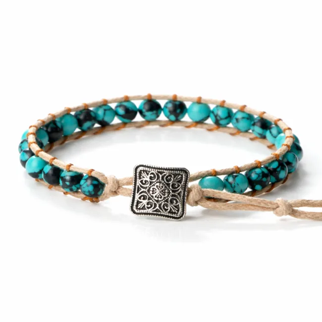 gevlochten armband natuursteen blauw