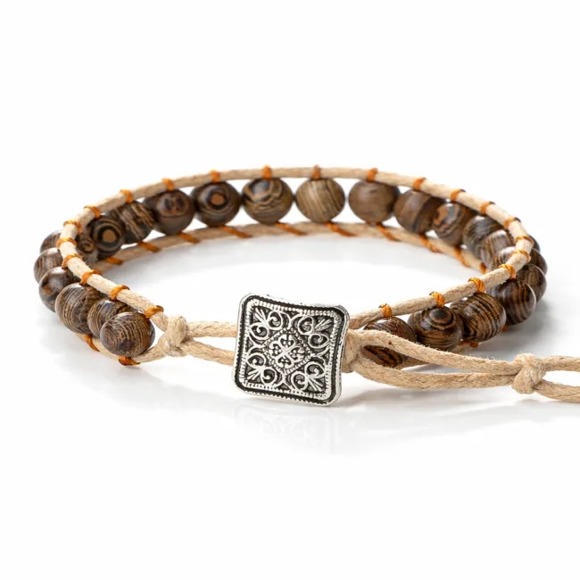 gevlochten armband houten kralen