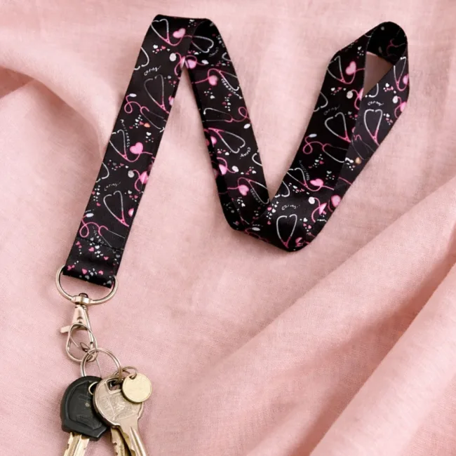 keycord hartjes neon roze