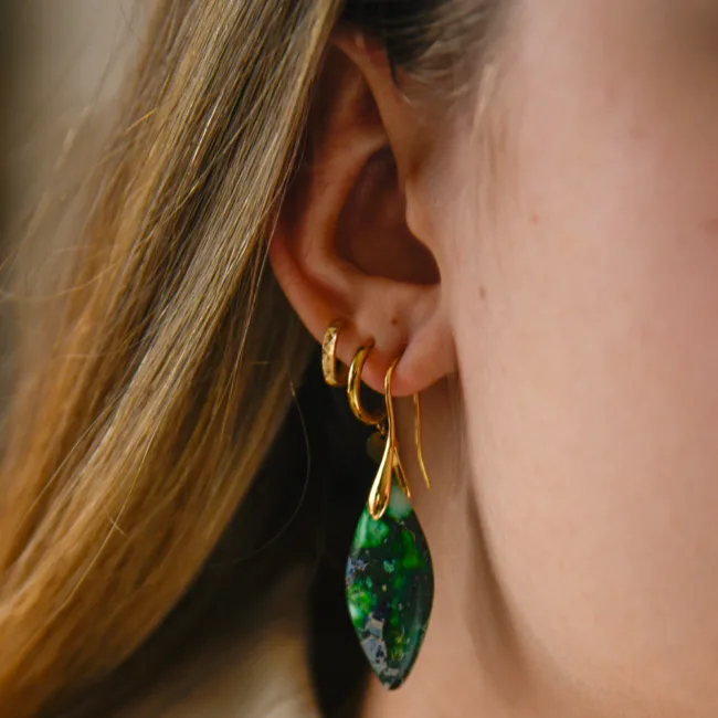 oorbellen Leaf blue green