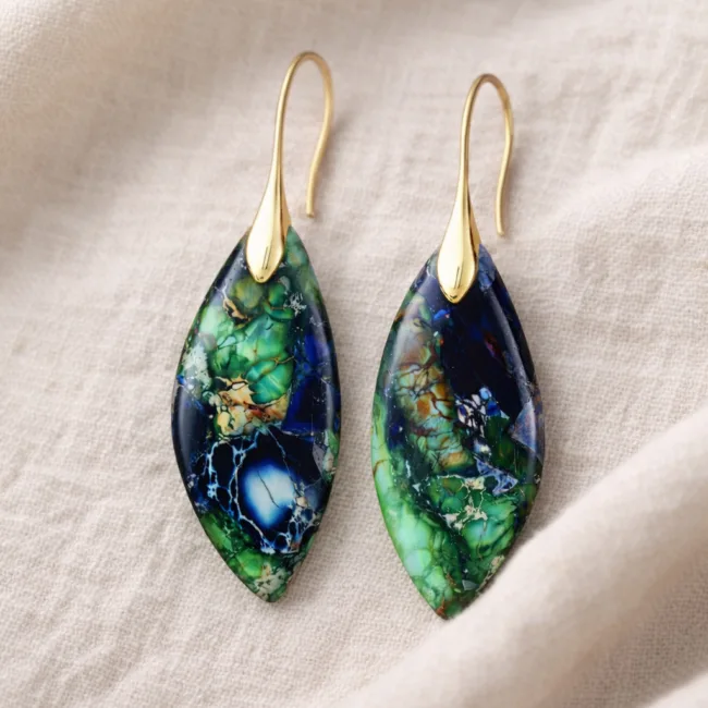 oorbellen Leaf blue green