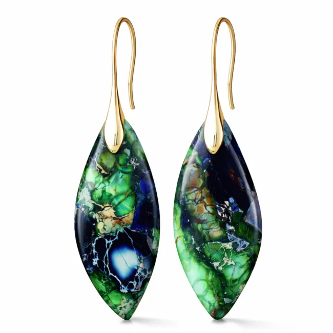 oorbellen Leaf blue green