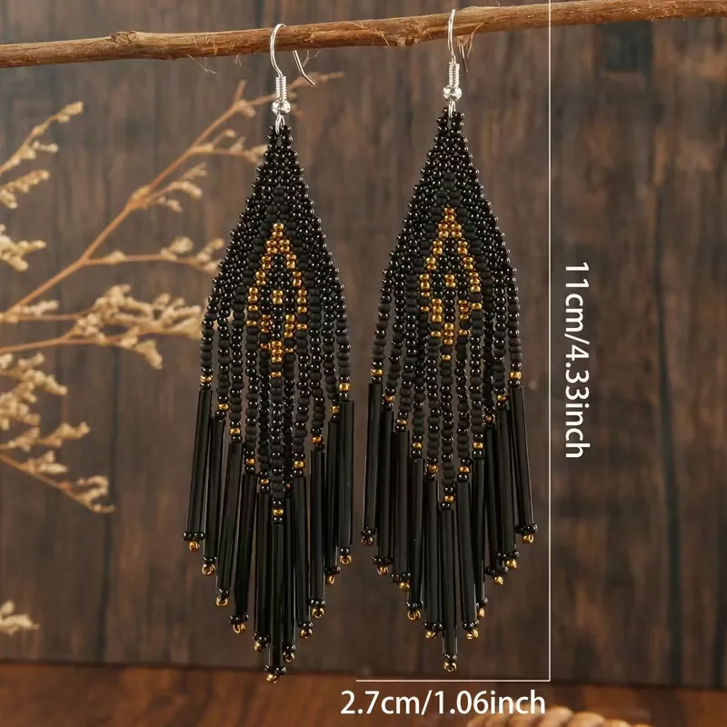 oorbellen boho zwart 3 oorbellen boho zwart