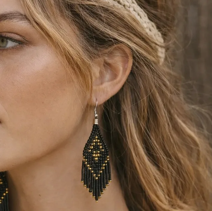 oorbellen boho zwart 2 oorbellen boho zwart