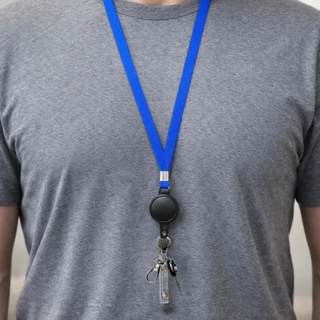 badgehouder blauw met halskoord