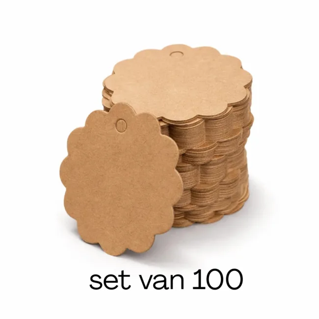 labels bruin bloem 6x6 cm