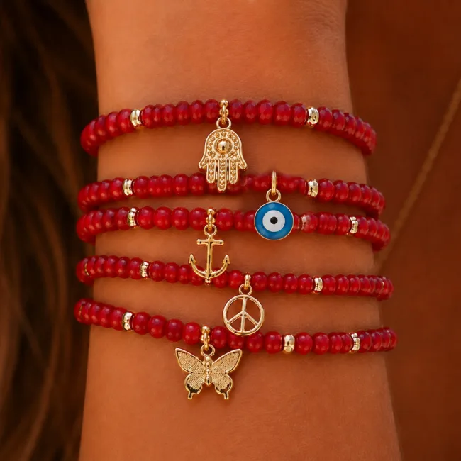 armbanden set Ibiza sunset rood
