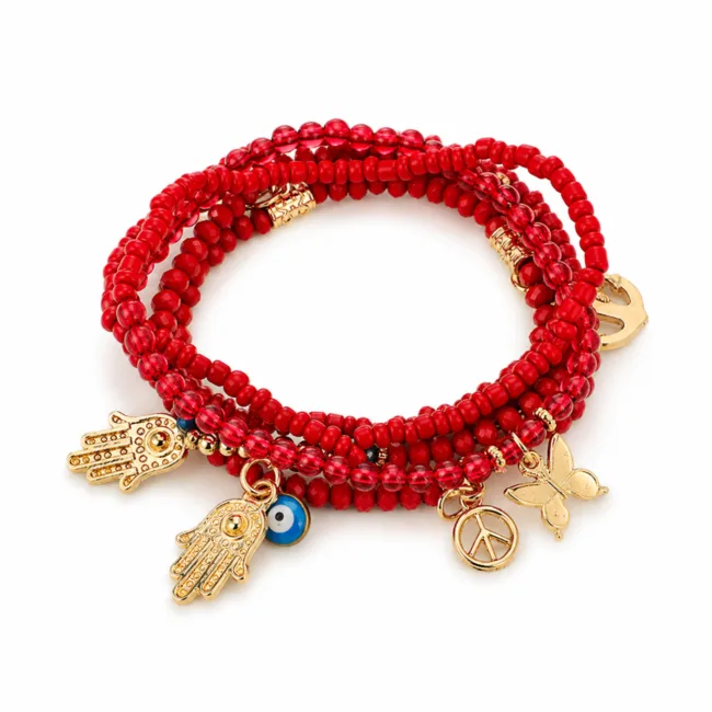 armbanden set Ibiza sunset rood