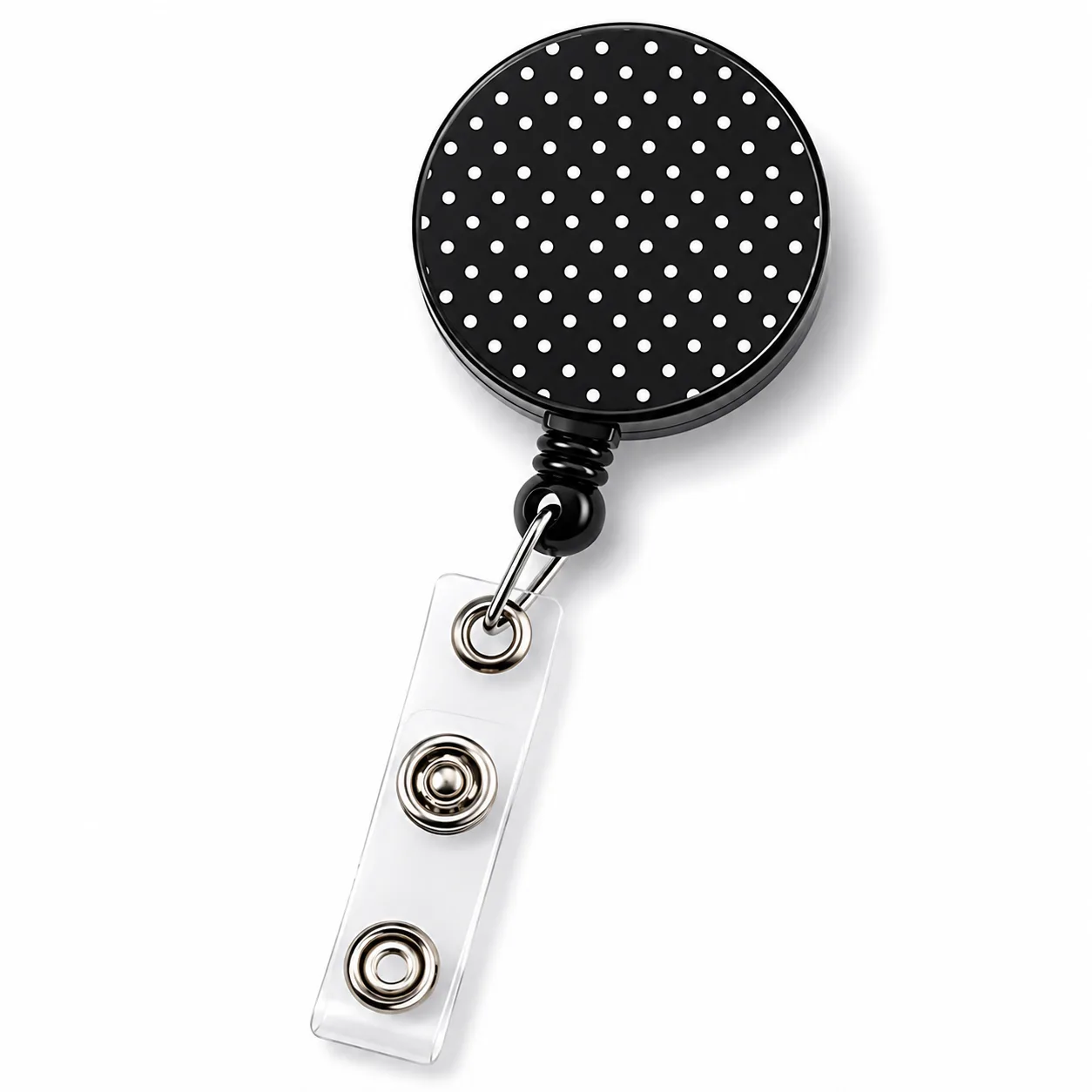 badgehouder stippen zwart-wit met trekkoord horizontaal 6 badgehouder stippen zwart-wit